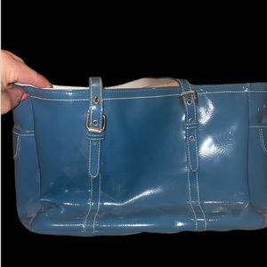 Blue tote purse bag